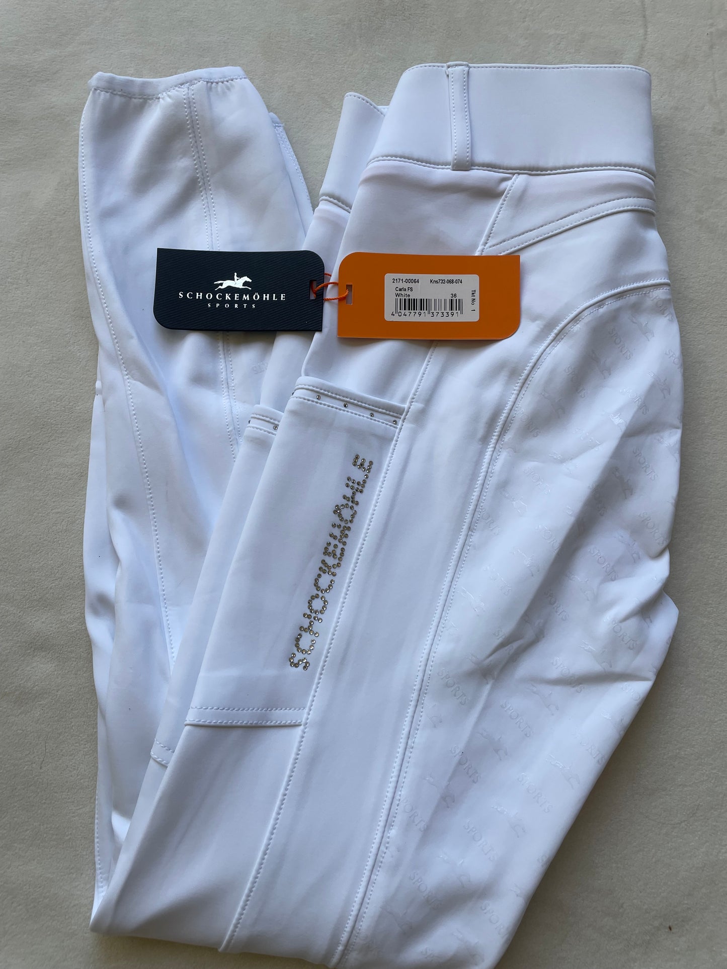 Schockemöhle Carla Full Seat Breeches, White, Size 24 US (36 EU) - New with Tags