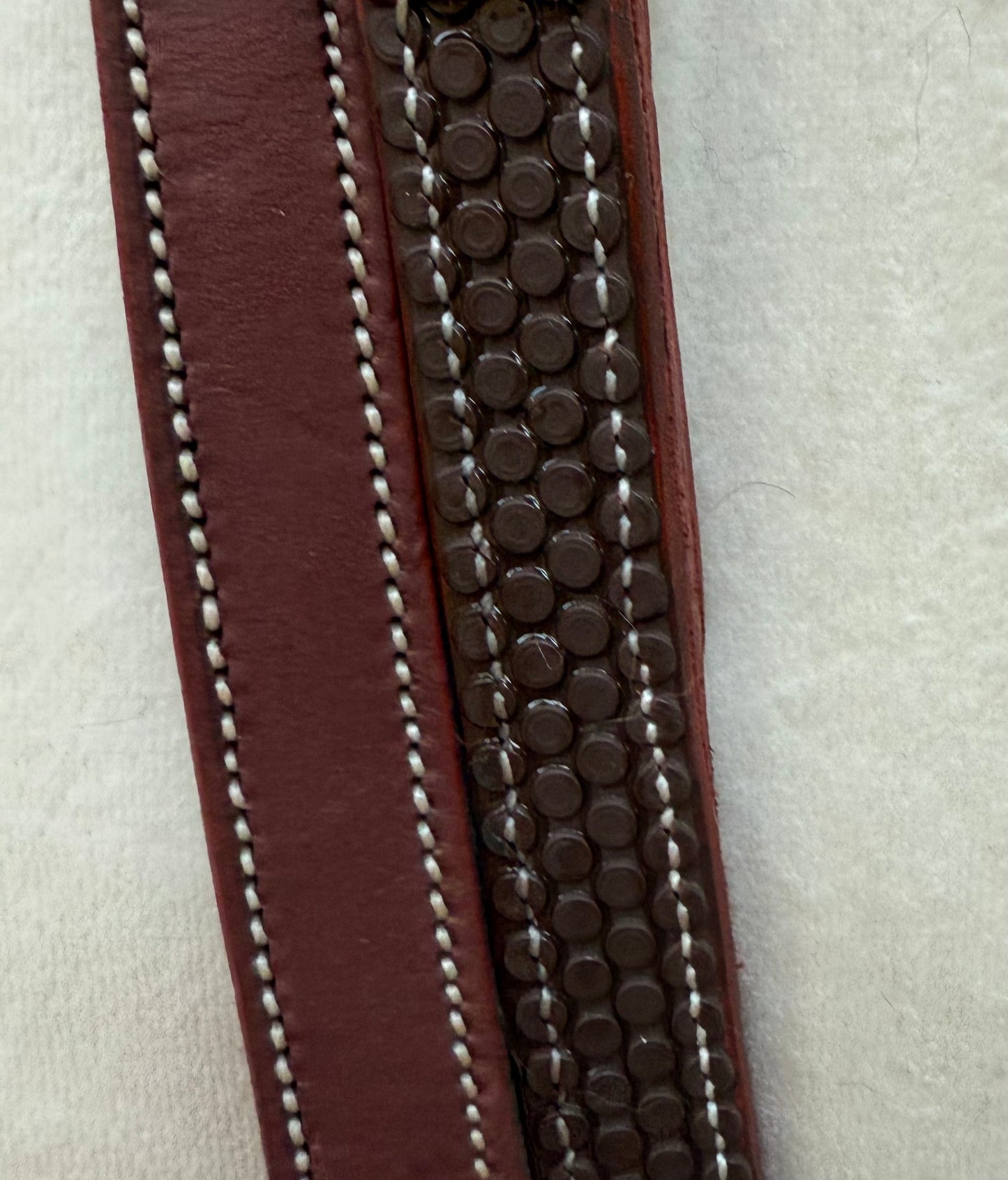 Devoucoux Semi-Rubber (Hunter) Reins, 120” Long, Medium Brown, Brand New