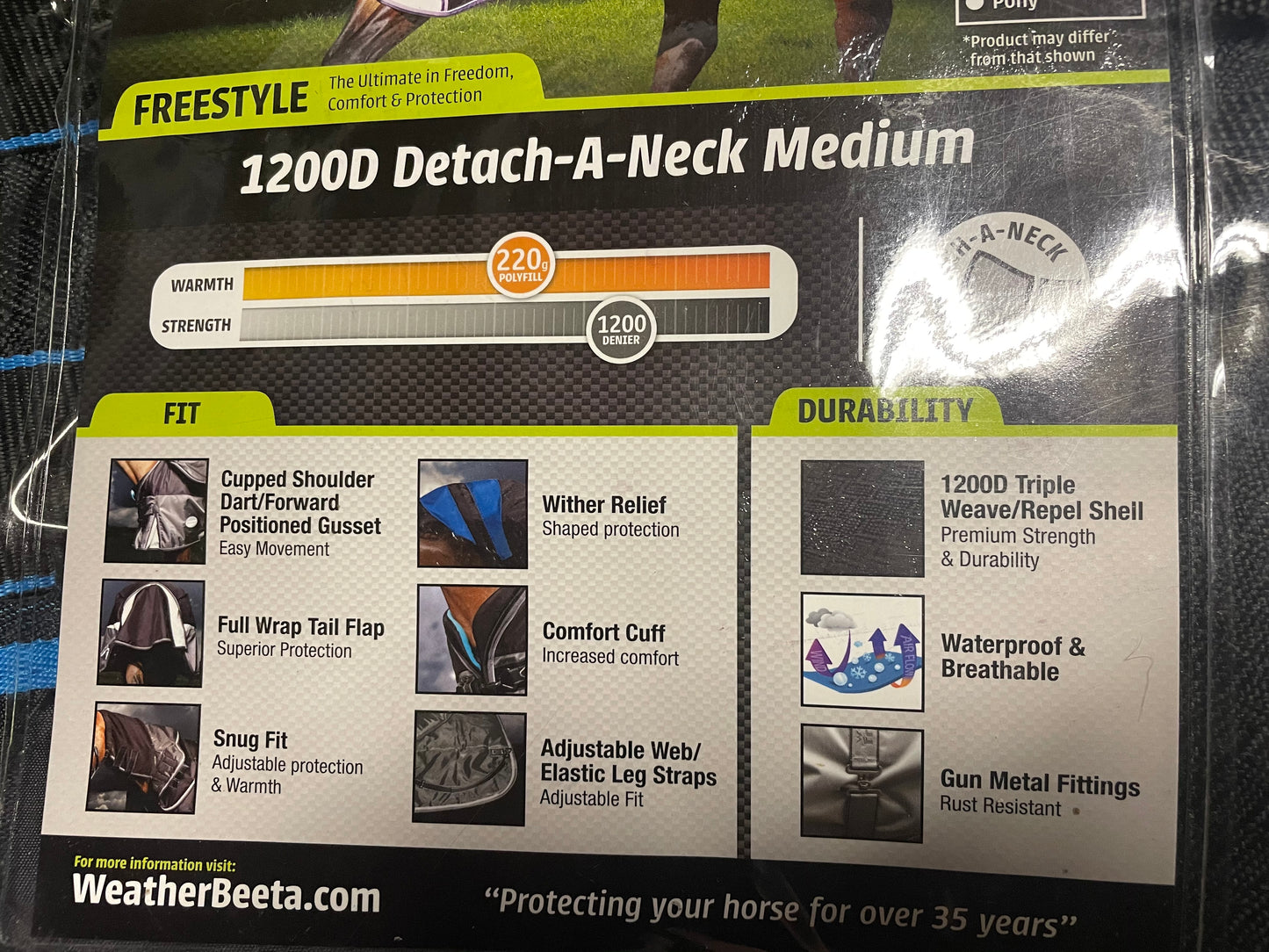 Weatherbeeta Freestyle Detach-A-Neck Medium Blanket (84”) - Used