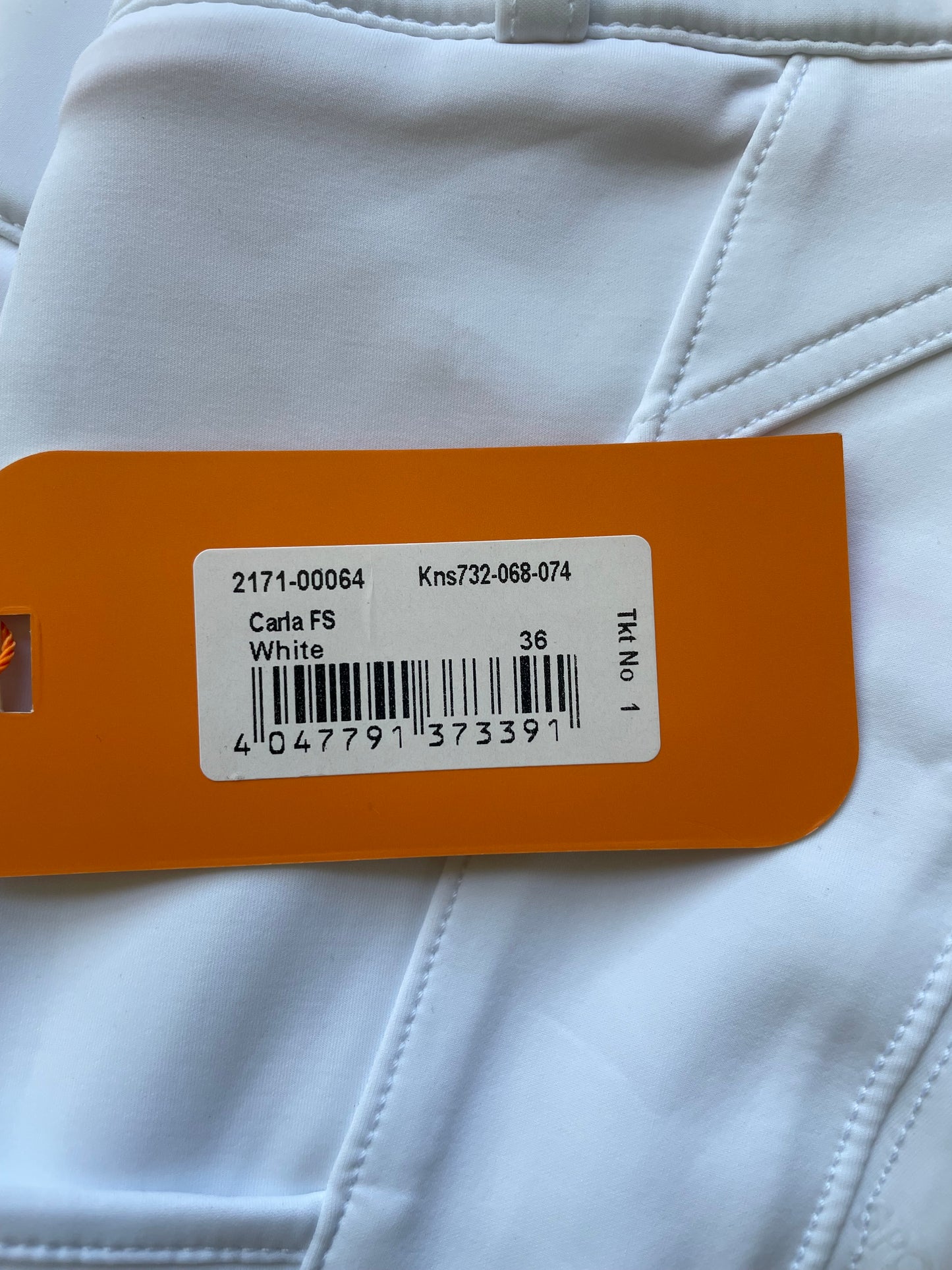 Schockemöhle Carla Full Seat Breeches, White, Size 24 US (36 EU) - New with Tags