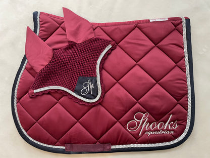 Spooks Equestrian Burgundy Pad and Fly Bonnet - NWOT