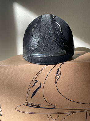 Custom Antares Helmet with Swarovski Strip, Black Suede - Small (54-56cm)
